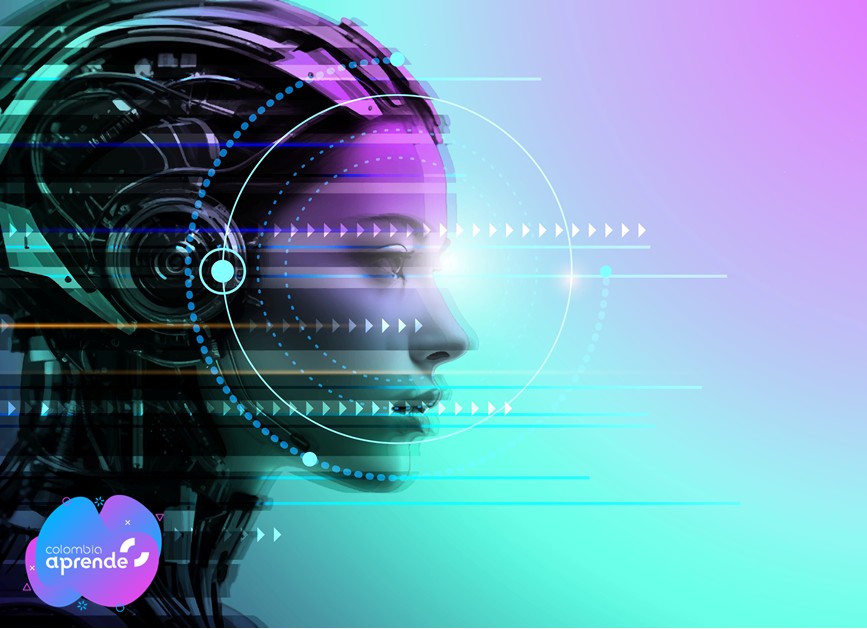 Persona con rostro de mujer y cabeza de robot