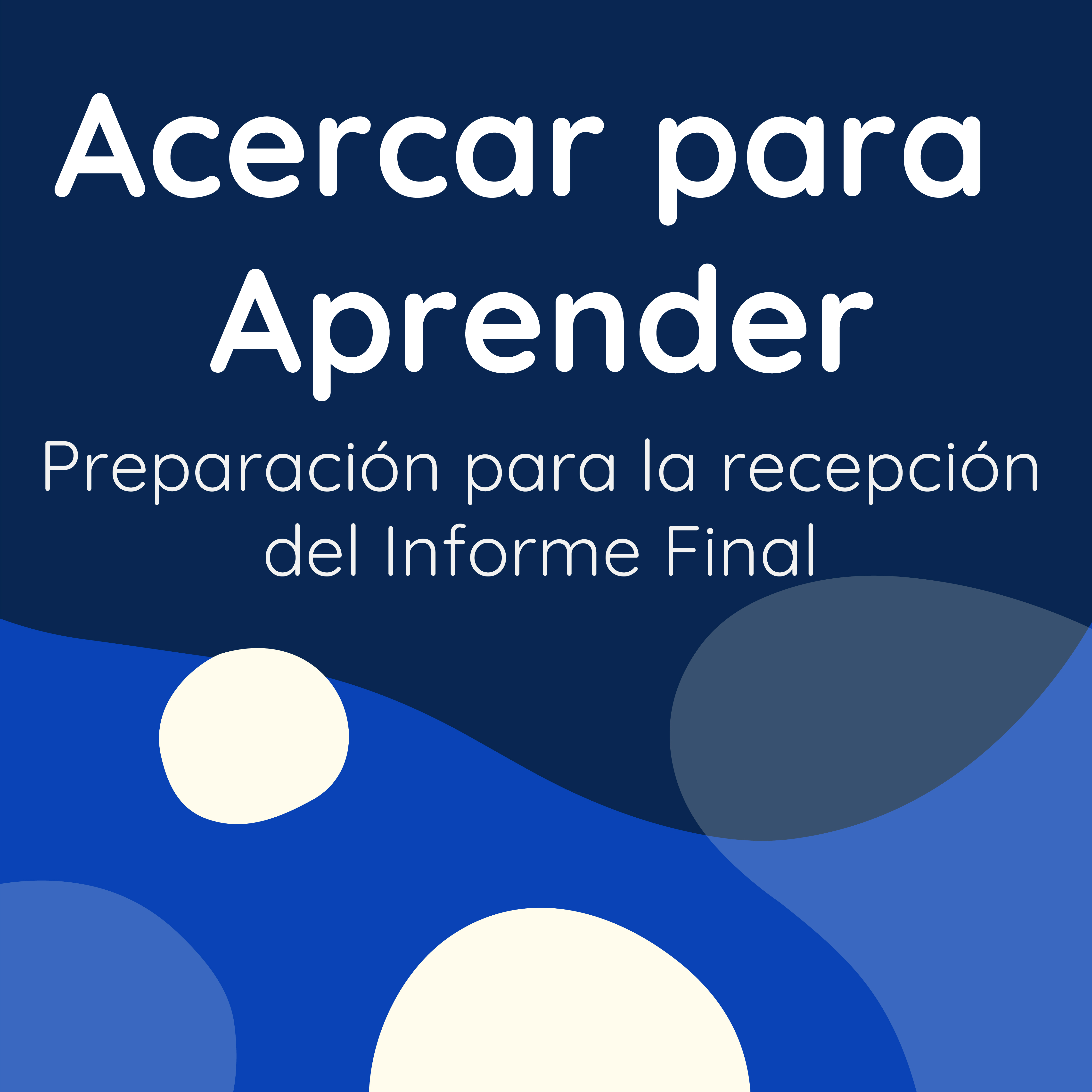 Título del recurso, fondo azul con figuras decorativas con el texto acercar para aprender