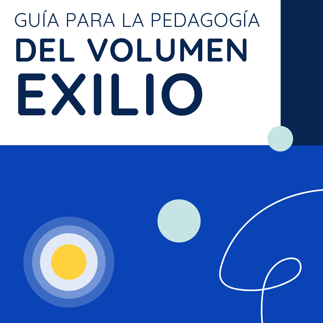 Portada con fondo azul texturizado. En el centro, el texto "Guía para la pedagogía del volumen Niñas, niños y adolescentes" en blanco/crema, con la última línea resaltada en un recuadro. Al final, el logo de "Legado - Comisión de la Verdad".