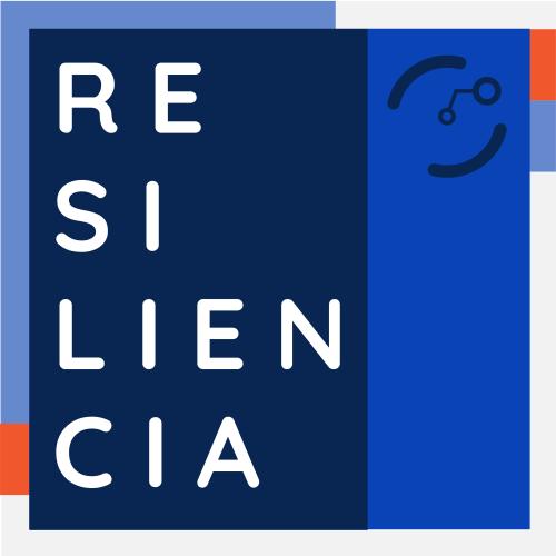 Fondo azul con título alineado a la izquierda con la inscripción "Resiliencia" en mayúscula sostenida