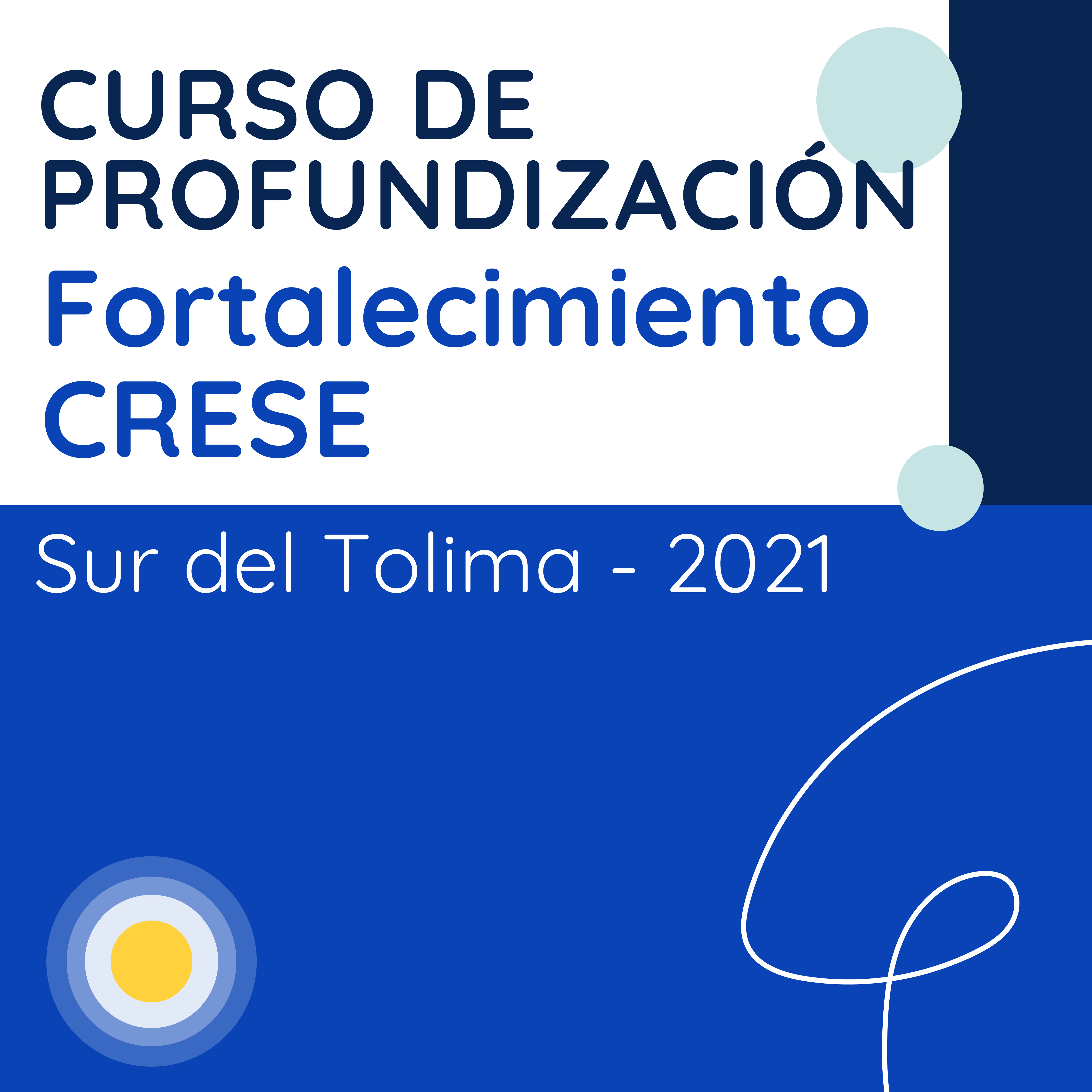 Fondo azul con título alineado a la izquierda con la inscripción "Curso de profundización Fortalecimiento CRESE". 