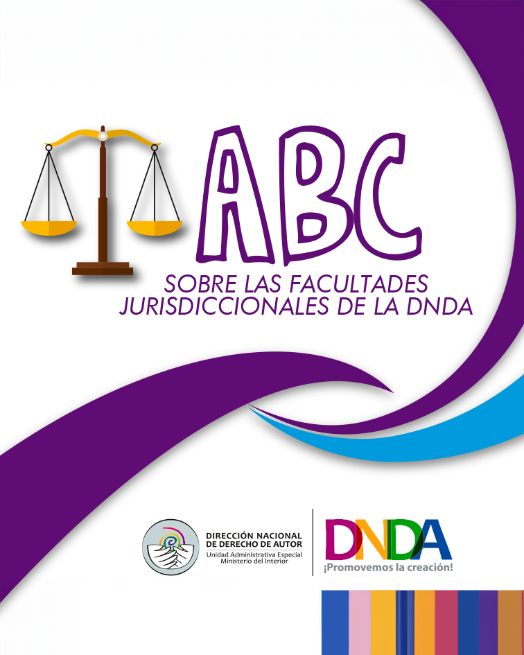 Imagen con la portada de la publicación del ABC facultades jurisdiccionales DNDA Colombia