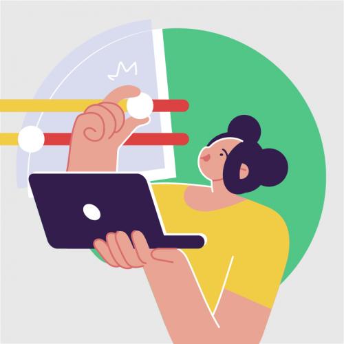 ilustración de una persona trabajando en un PC