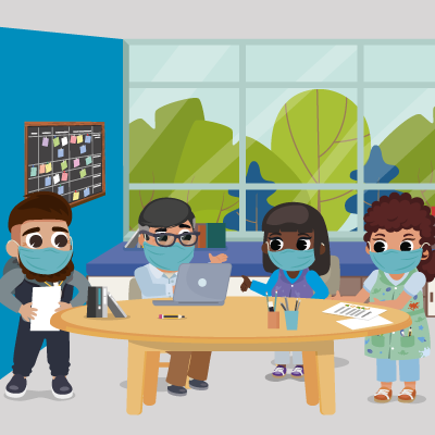 Ilustración grupo de docentes estrategia Tejiendo Entornos de Calidad