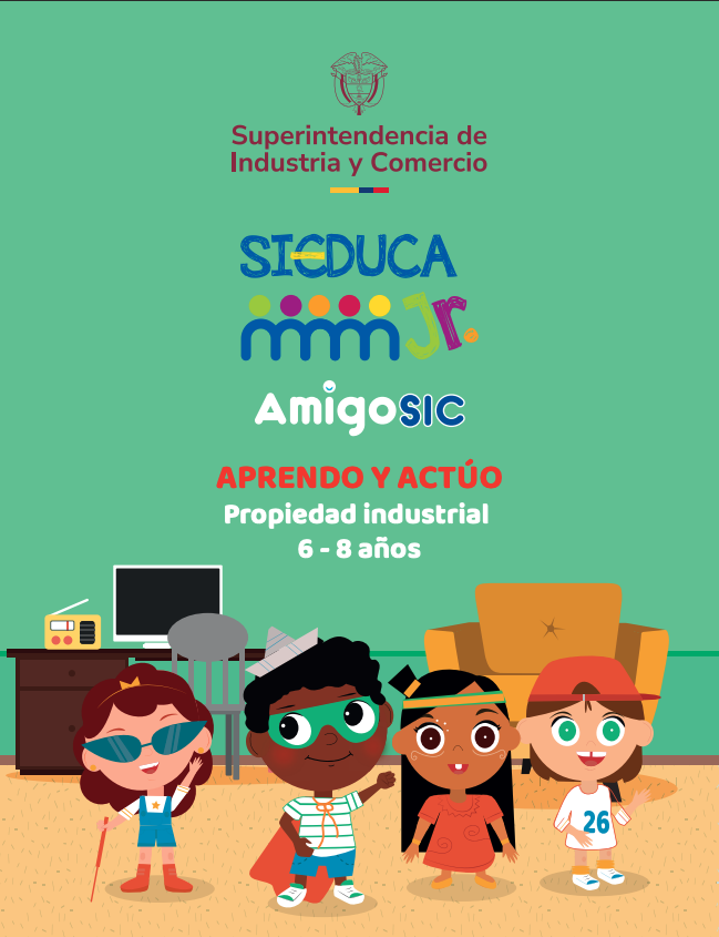Imagen de la portada de cartilla con cuatro niños, un niño afrodescendiente, tres niñas, una de ellas de una etnia indígena, y las otras dos de etnias mestizas.
