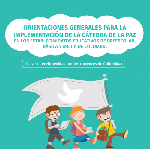 Niños caminando con bandera