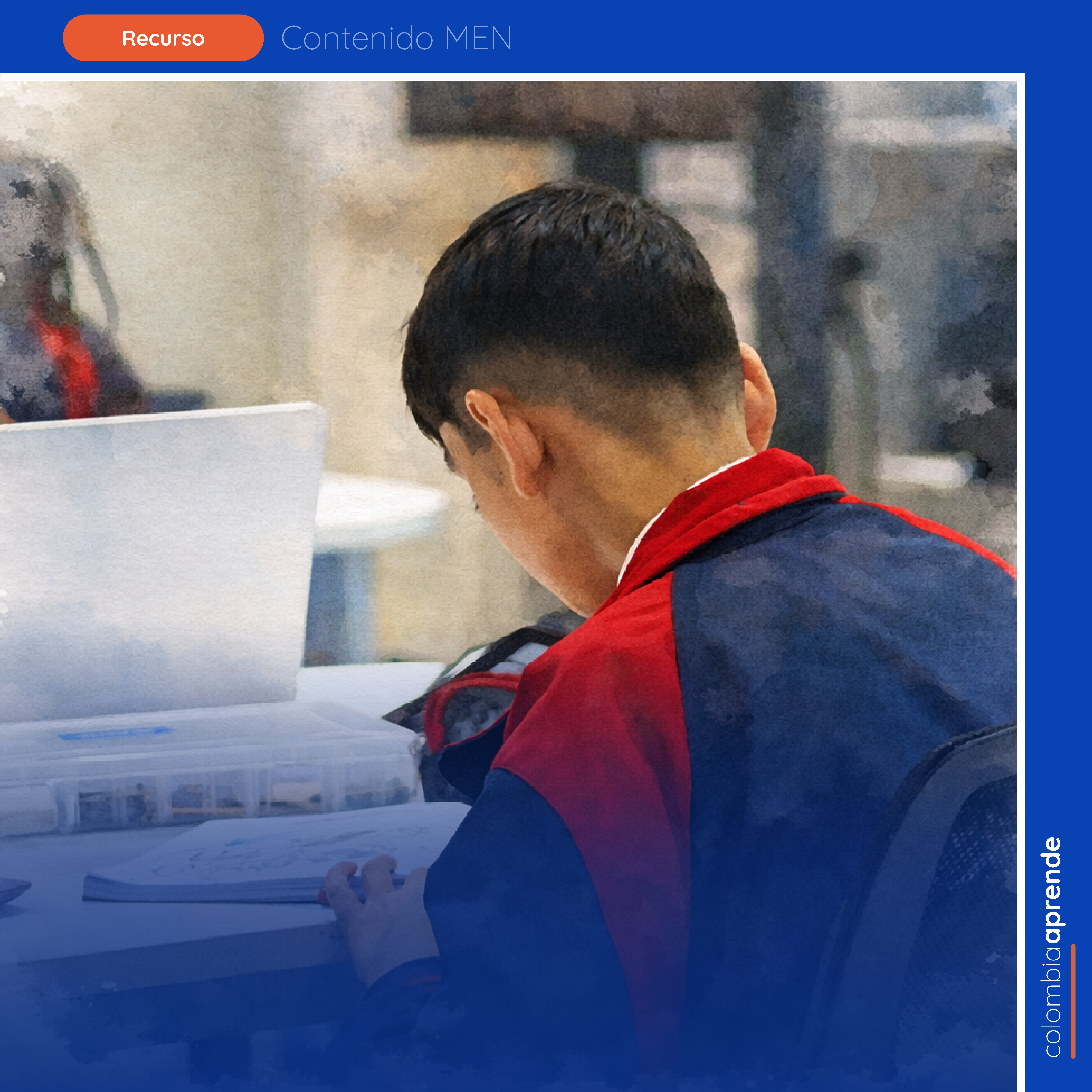 Niño estudiando de espaldas