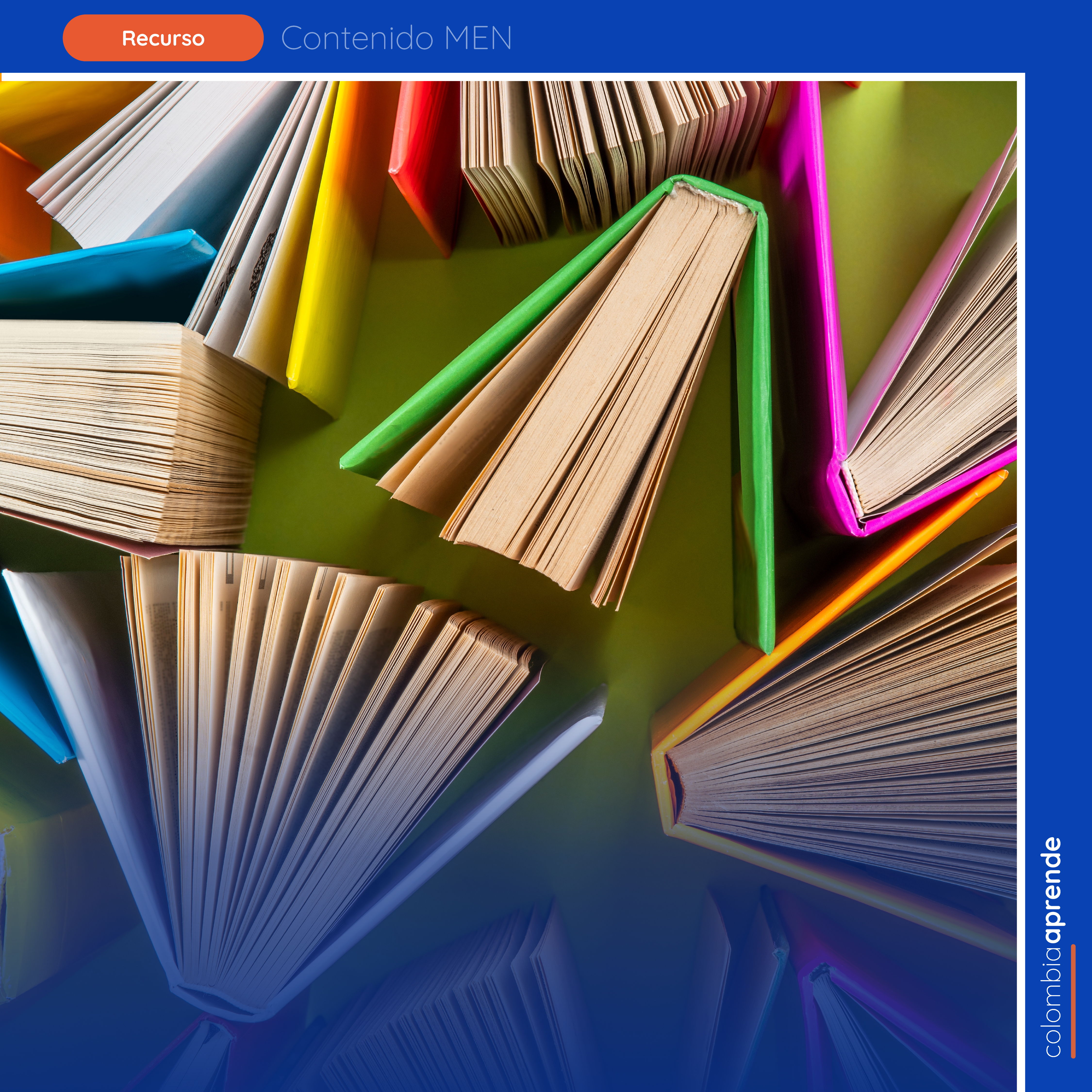 Libros abiertos con portadas de varios colores