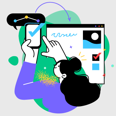 ilustración de un joven subiendo datos a la nube