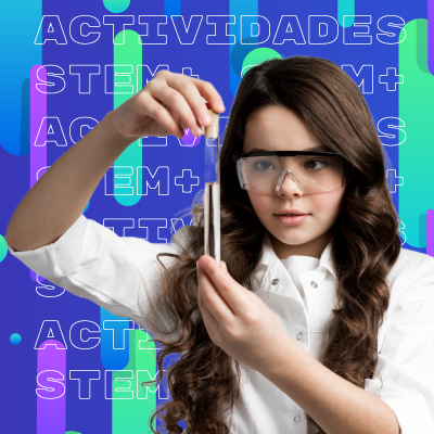 Niña mirando objeto de laboratorio