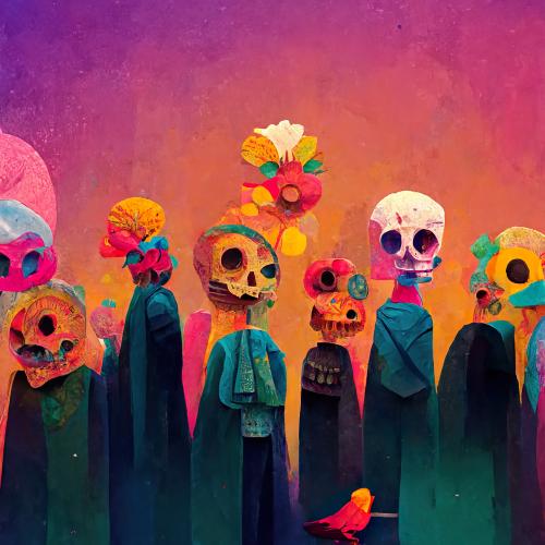 Catrinas de colores vivos