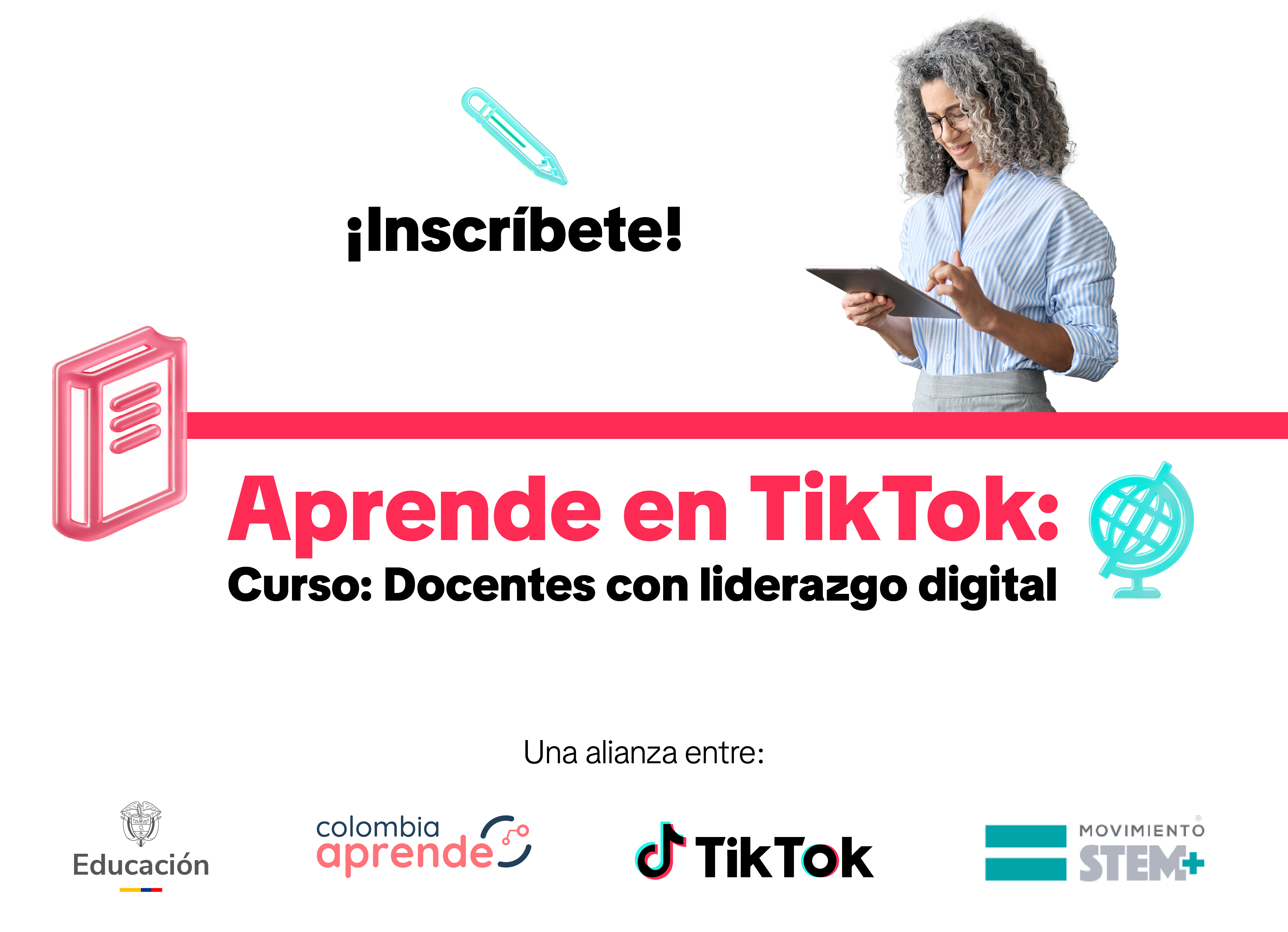 Foto Portada Curso Docentes con Liderazgo Digital inscríbete, Aprende en Tik Tok, curso: docentes con liderazgo digital