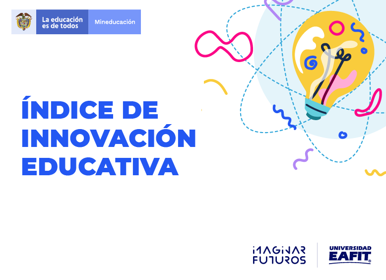Ecard Índice de innovación educativa con ilustración de bombilla y logo de Universidad EAFIT