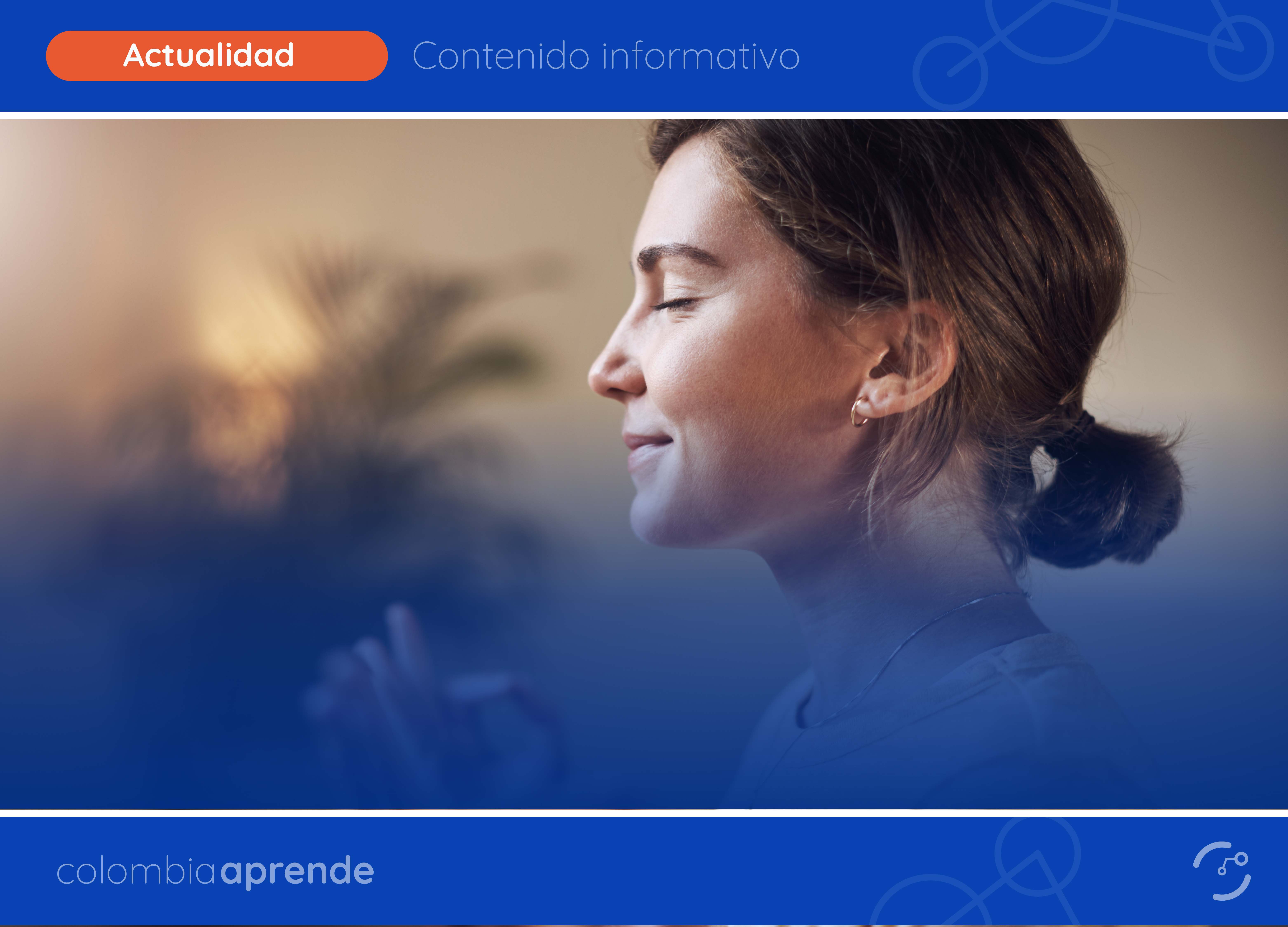 Imagen de una mujer simulando un estado de relajación, con los ojos cerrados