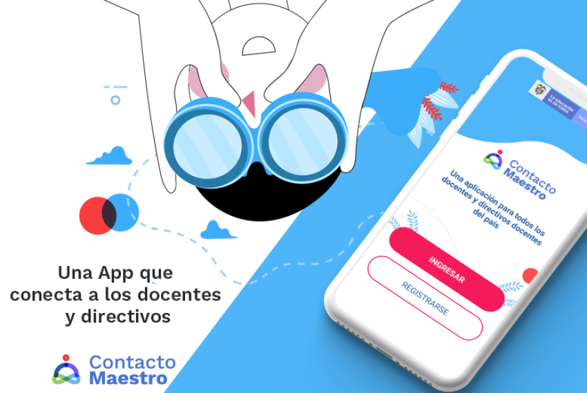 Disponible en Android Banner promocional de la aplicación móvil Contacto Maestro
