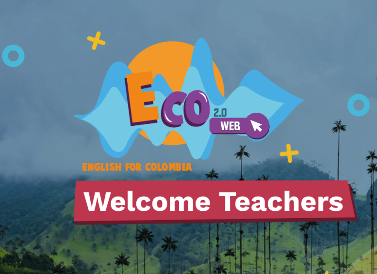 Foto de palmas de cera con el logotipo de ECO 2.0 web, welcome teachers