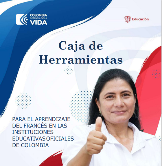 Logos Gobierno. Mujer Sonriendo. Caja de Herramientas para el Aprendizaje del Francés en las instituciones educativas oficiales colombianas