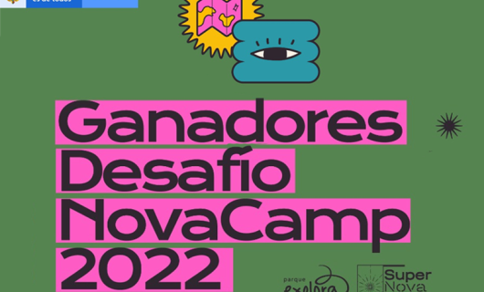 Ilustración con  logo Novacamp y Parque Explora. Ganadores 2022