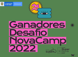 Ilustración con  logo Novacamp y Parque Explora. Ganadores 2022