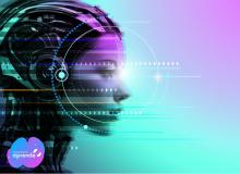 Persona con rostro de mujer y cabeza de robot