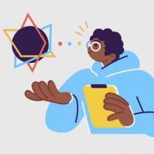 ilustración de un joven monitoreando un elemento digital