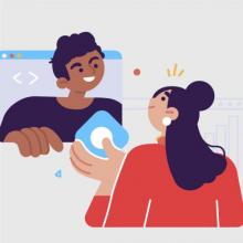Ilustración de dos personas en redes