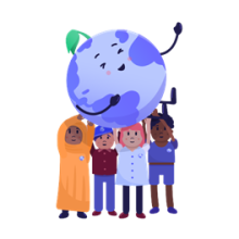 Ilustración de niños sosteniendo un mundo