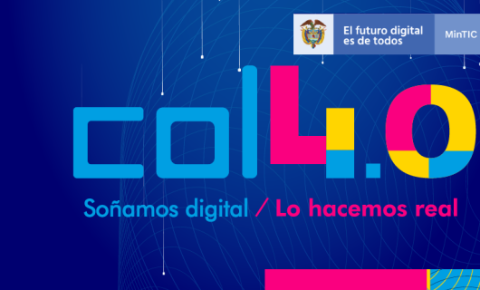 Ecard con fondo azul Col 4.0 Ministerio de las TIC: soñamos digital, lo hacemos real