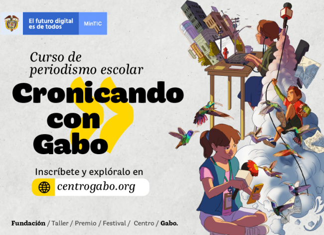 Portada Colección Cronicando con Gabo Ilustración curso del periodismo escolar