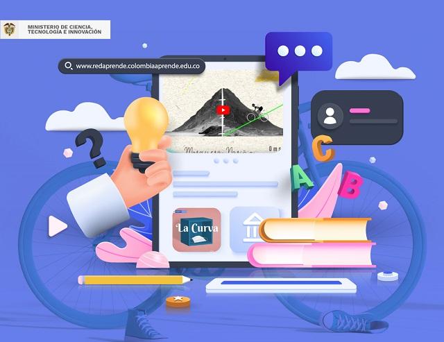 Contenidos educativos de entretenimiento Ilustración que contiene imágenes de podcast, videos, libros digitales, lápices...