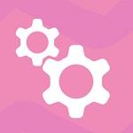 ícono Ilustración ruedas con fondo rosado