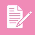 Ícono Botón rosado con ilustración de documento