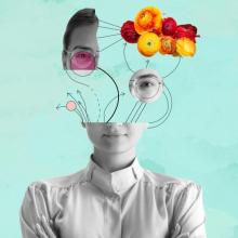 La tradición de un género de rupturas Collage rostro y flores