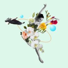 Generar las versiones del texto Collage joven y flores